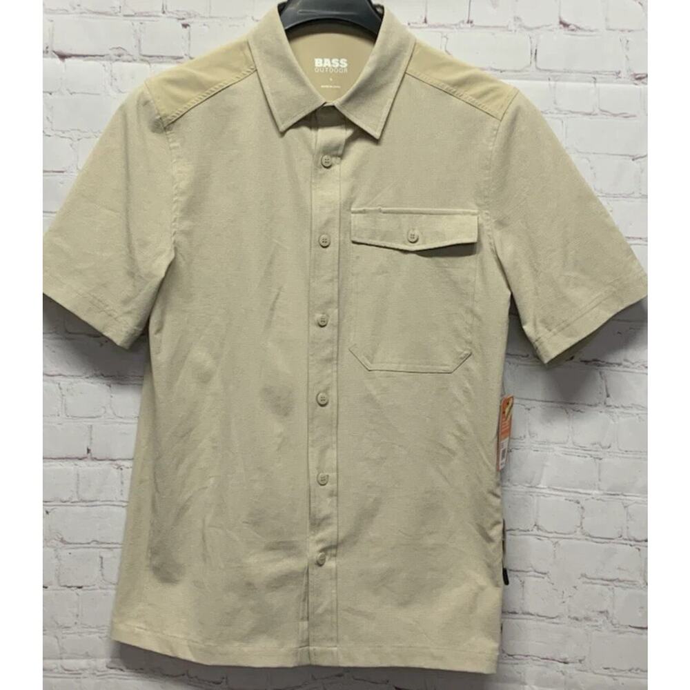 BASS OUTDOOR Small Men's Trailer A.C. Short-Sleeve Shirt Color: Trench Coat NEW